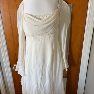 Elegant Cream Beaded Chiffon Women's Dress size 8